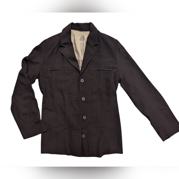 Vintage 1970s Handmade Brown Minimalist Lined Basic Hippie Neutral Blazer - Picture 7 of 10